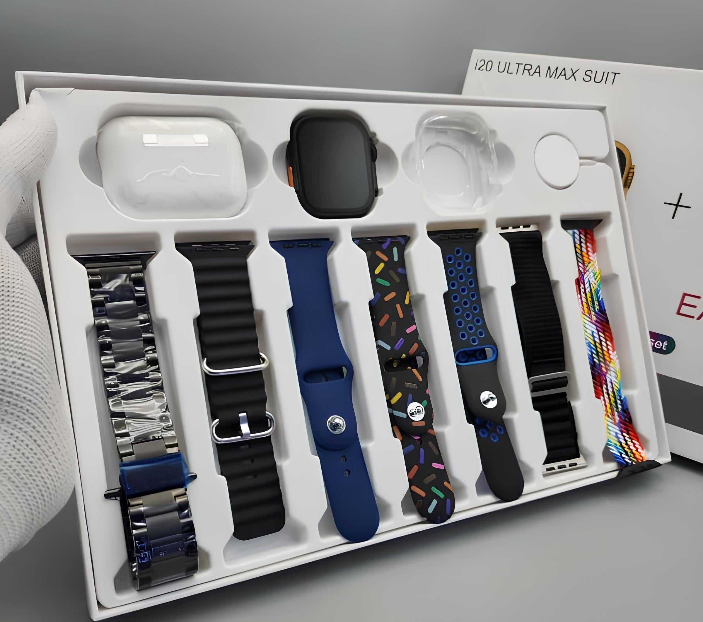I20 Ultra Max Suit Smart Watch 10 In 1 Box 2.3inch Large Screen With 7 Strips Smartwatch With Airpords2 - KurePK